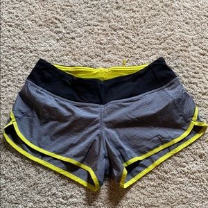Lululemon shorts, black grey and yellow size 4